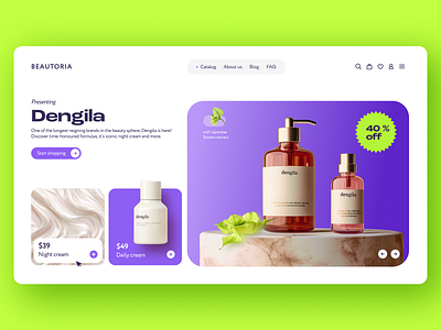 Cosmetics e-commerce marketplace UI for luxury skincare 💜 beautybrand ecommercedesign luxury minimal skincare ui ux webdesign