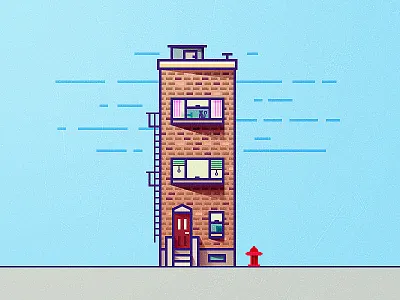 House brick building house icon illustration vector windows