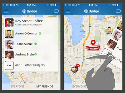 Swipe action in IPHONE 4-SIZE DOUBLE HEADER card check in ios 7 map