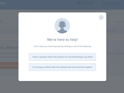 Support Modal custom icon customer support help icon modal popup support