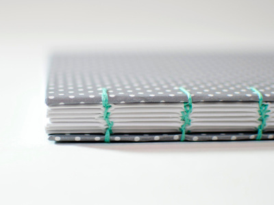 Coptic Stitch Notebook 1 coptic stitch handbound handmade notebook paper polka dots stitch