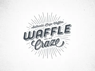 Waffle Craze (initial idea) badge custom hand drawn lettering typography