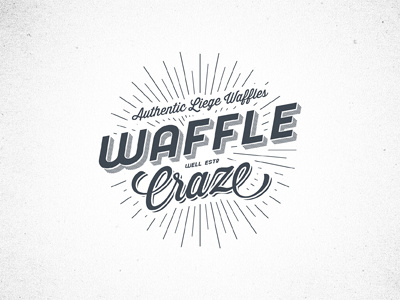 Waffle Craze (initial idea) badge custom hand drawn lettering typography