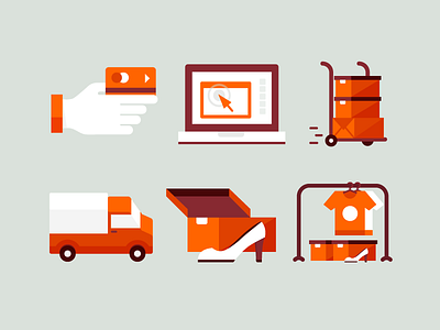 Shop & Ship icons shipping shopping