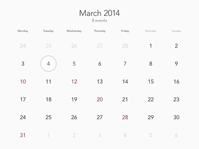 Simple calendar calendar clean flat ios 7 minimal simple