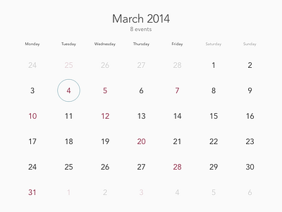 Simple calendar calendar clean flat ios 7 minimal simple