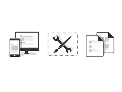 Themes' description bw flat icons