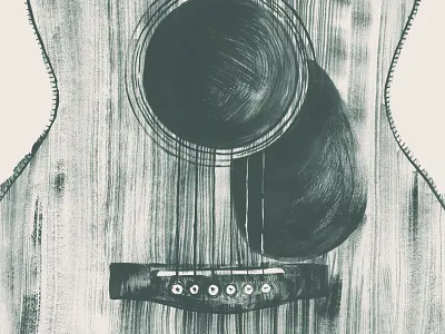 that six-string won't ever leave me acoustic brush dry brush gouache guitar illustration paint texture