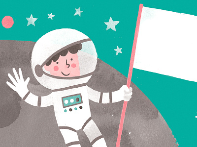 Thanks from Space astronaut card illustration in progress space spacesuit thank you watercolour