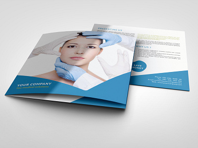 Medical Bi Fold Template bi fold blue brochure care clean design doctor health indesign medical pharmaceutical square