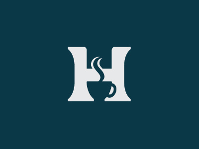 Head Start coffee cup h logo negative space serif steam