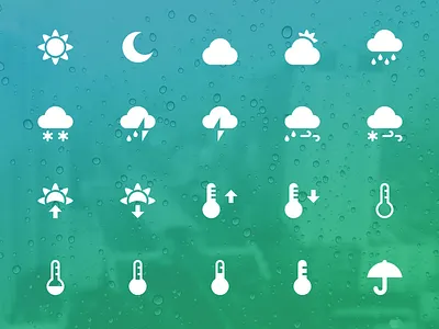 Weather cloud moon rain snow sun temperature thunder umbrella weather wind