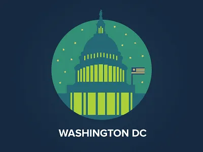 Washington DC badge capitol city congress dc flag flat icon night sky usa washington