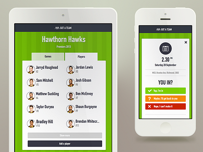 Got a team - mockups