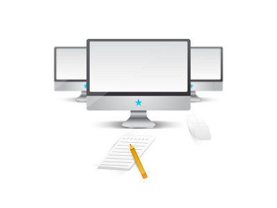 Work Desk illustration illustrator mac macbook magic mouse monitor mouse notepad pad pencil vector