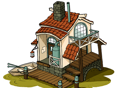 Boat House Sketch boat house illustration