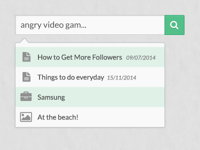 (Free PSD) Live Search with Dropdown button design download dropdown form freebie green icons psd search ui web