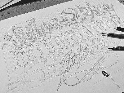 Fight To Write custom fraktur gothic graffiti handlettering lettering sketch typography