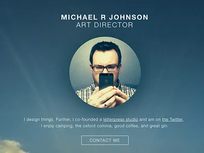 Portfolio Site blue cloud gent handsome photography typography