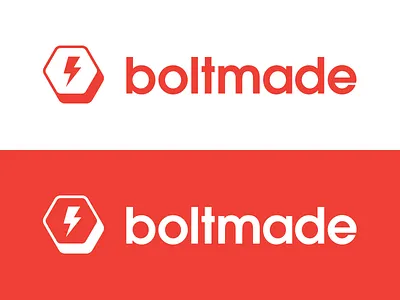 Boltmade Logo bolt boltmade branding hexagon lightning logo red