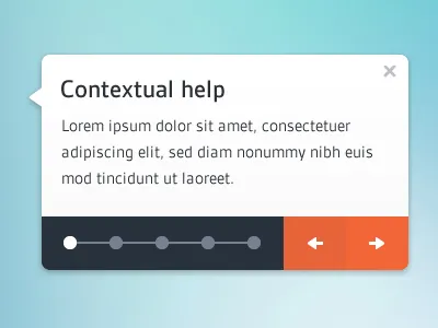 Contextual Help contextual fireworks help next orange step ui ux