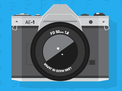 Camera AE-1 50mm ae 1 blue camera canon flat grey illustration illustrator pattern typography