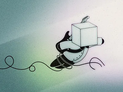 Into the Future airbrush bear mountain futuristic guitar midnightdoodle