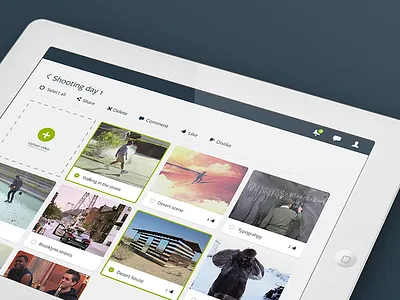 Rush flat design interface ipad ui upload video