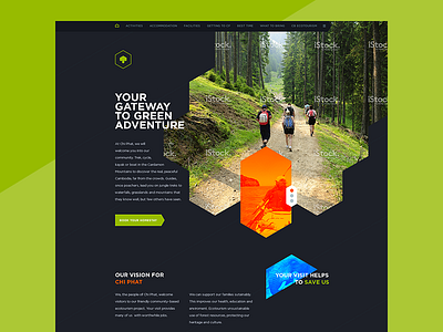 Eco village website blue eco. green landing page orange web website