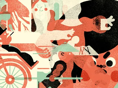 Endpapers children color editorial geometry handmade illustration texture