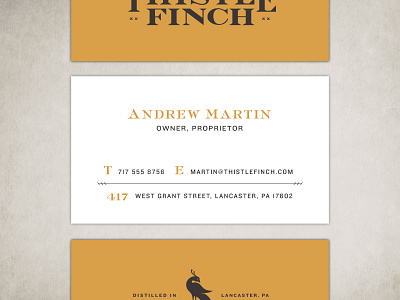 Unused Thistle Finch Distillery Card branding business card identity whiskey