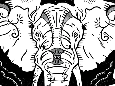 Elephant Print band black dark elephant gig lino poster tattoo tusk