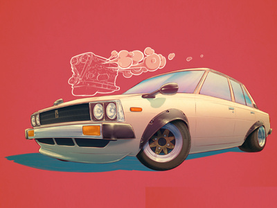 KE70 car corolla digital drawing illustration jdm ke70 photoshop toyota