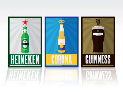 Coupla Beers beer corona graphic design guinness heineken illustration illustrator old posters retro