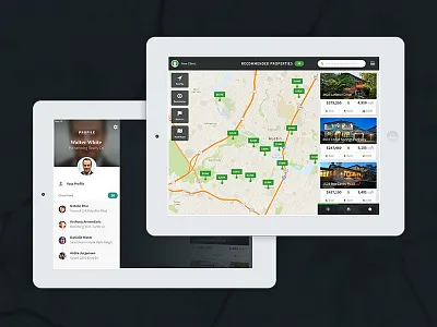 Profile Drawer & Map View activity breakingbad design drawer feed ipad layout mockup profile timeline walterwhite