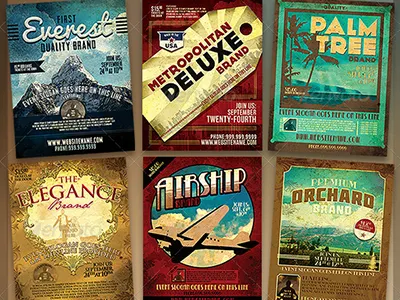 Vintage Fruit Crate Label Flyer Template Set antique car distressed fruit crate fruit crate labels grunge race racing vintage vintage crate labels
