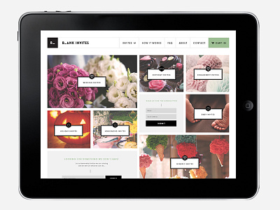 Blank Invites design flat full screen grid large navigation photography scrolling static web website