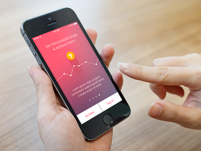 Intro screen for upcoming app app azumio goals graphs health ios7 login new user sign in