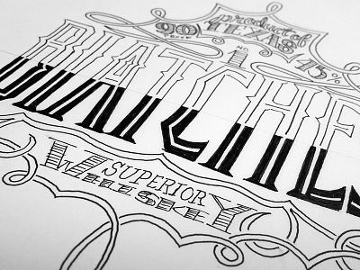 Biatches Whiskey - Pen hand lettering illustration label lettering whiskey