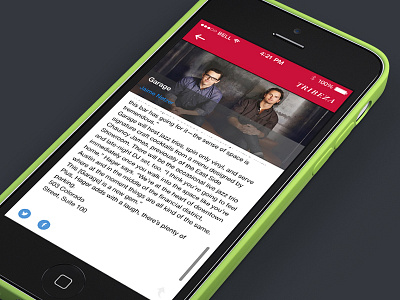 Content View / Tribeza App app articles flat image magazine mobile news news feed photo photo blocks photography