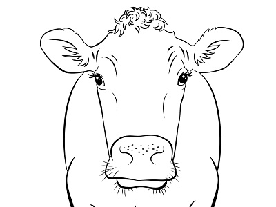 Line-work Of Jersey ada cow dairy line work vector