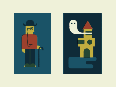 Man & Ghost ghost hat illustration man monocle