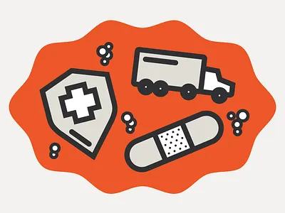 Blood Donation Illustrations - 01 bandage bandaid blood donation donor illustration shield thick lines transport