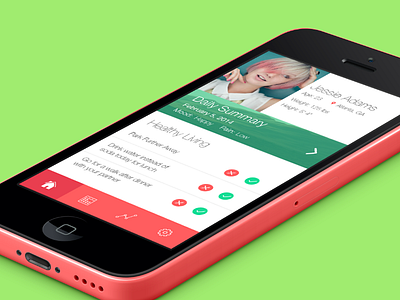 Female Health App green helvetica neue pink red ui