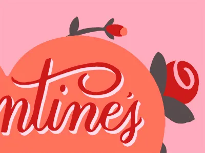 Valentine's Flyer Snippet bright cute floral flyer hand lettering heart illustration love pink rose script valentine