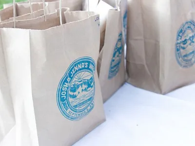 Welcome bags logo stamp wedding