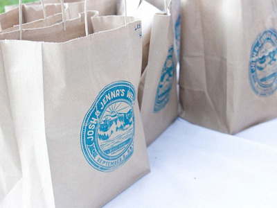 Welcome bags logo stamp wedding