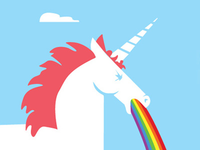 Unicorn Puking flat design illustration