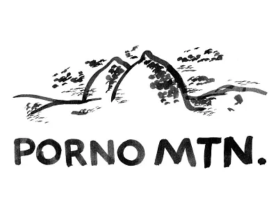 Porno Mtn black boob boobs brush ink lettering mountain type typography wash watercolor white