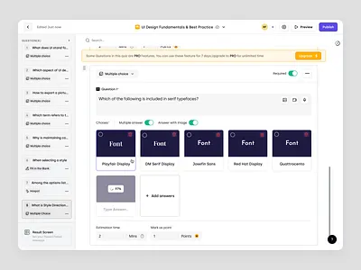 Trenning - Creating Multiple Questions for a Quiz in SaaS LMS course education education platform learning management system learning path lms product design quiz saas saas design student team training ui ux web app web design